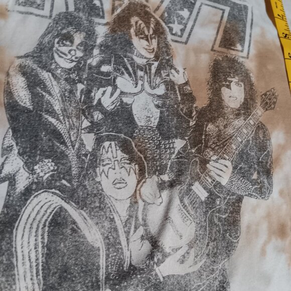 Kiss Band Tee Tie Dye Graphic Shirt Brown Beige Retro 2022 Classic Rock Metal XL - Picture 6 of 6